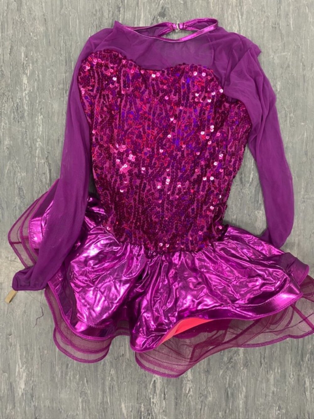 Purple Sequined Dance Costume Leotard-XLC-Weissman